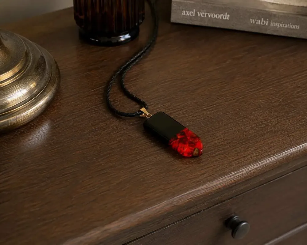 Jewelry - Bog Oak & Baltic Amber Pendant – Rectangle – Baltic Ember Vanguard - GLASS4CANDLES