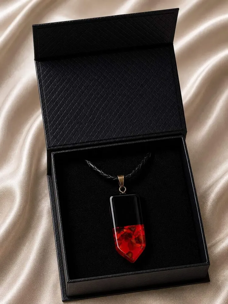 Jewelry - Bog Oak & Baltic Amber Pendant – Rectangle – Baltic Ember Vanguard - GLASS4CANDLES