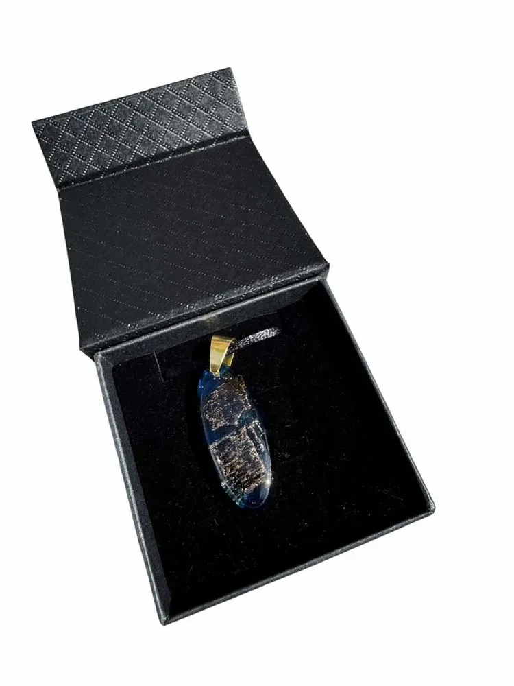 Jewelry - Bog Oak & Resin Pendant Necklace – Drop – Blue Droplet / Pear - GLASS4CANDLES