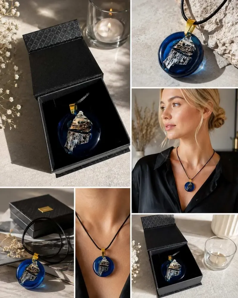 Jewelry - Bog Oak & Resin Pendant Necklace – Round, 39x38x6 mm - GLASS4CANDLES
