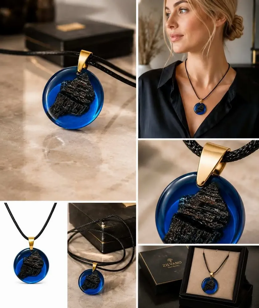 Jewelry - Bog Oak & Resin Pendant Necklace – Round, 39x38x6 mm - GLASS4CANDLES