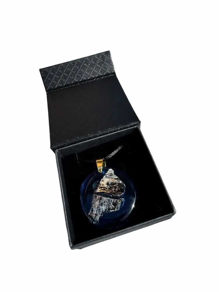 Jewelry - Bog Oak & Resin Pendant Necklace – Round, 39x38x6 mm - GLASS4CANDLES