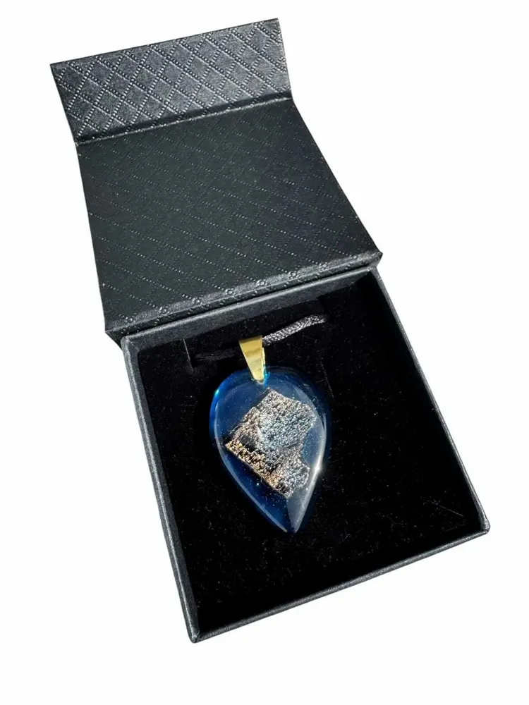 Jewelry - Bog Oak & Resin Pendant Necklace – Drop, 39x16x6 mm – Blue Droplet - GLASS4CANDLES