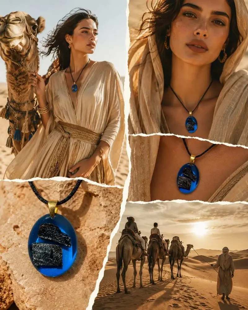 Bijoux - Pendentif en chêne noir et résine – ovale, 37x28x6 mm – Oval Bleu - GLASS4CANDLES