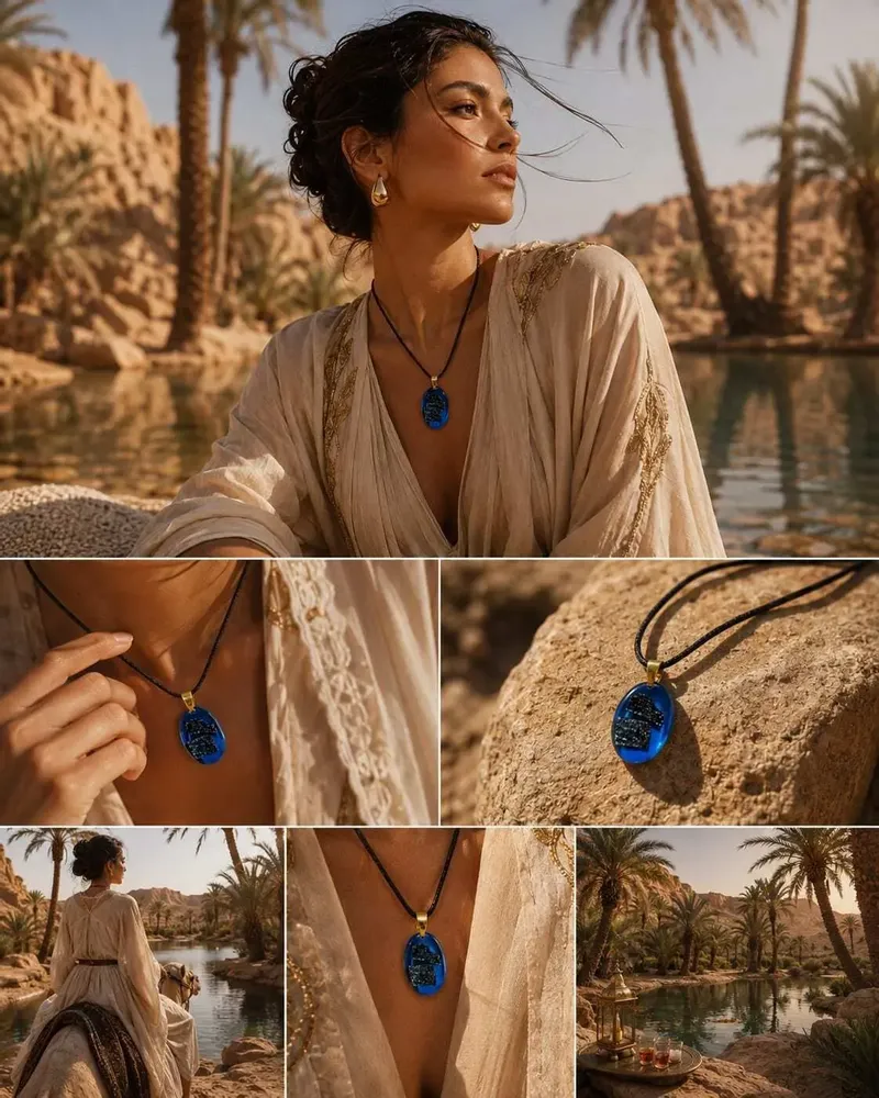 Bijoux - Pendentif en chêne noir et résine – ovale, 37x28x6 mm – Oval Bleu - GLASS4CANDLES