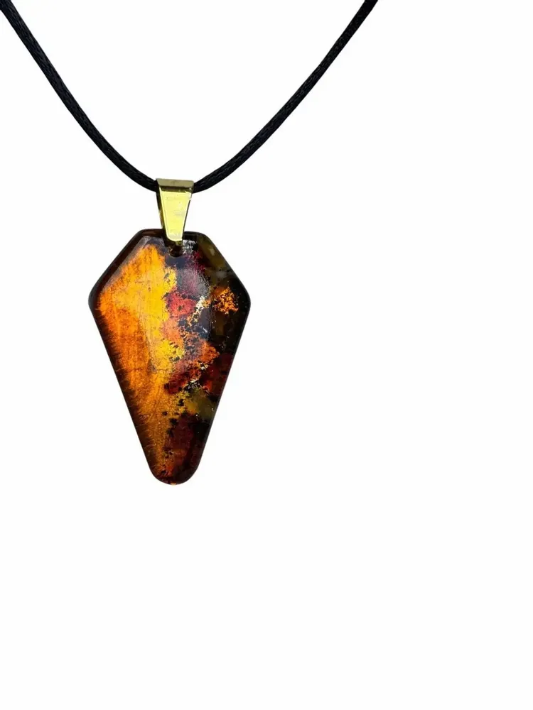 Jewelry - Bog Oak Pendant Necklace – Shield, 45x20x6 mm - GLASS4CANDLES
