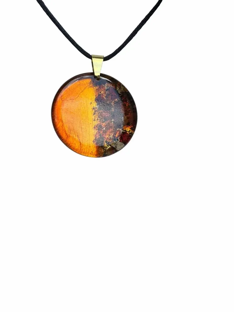 Jewelry - Bog Oak Pendant Necklace – Round, 39x38x6 mm - GLASS4CANDLES
