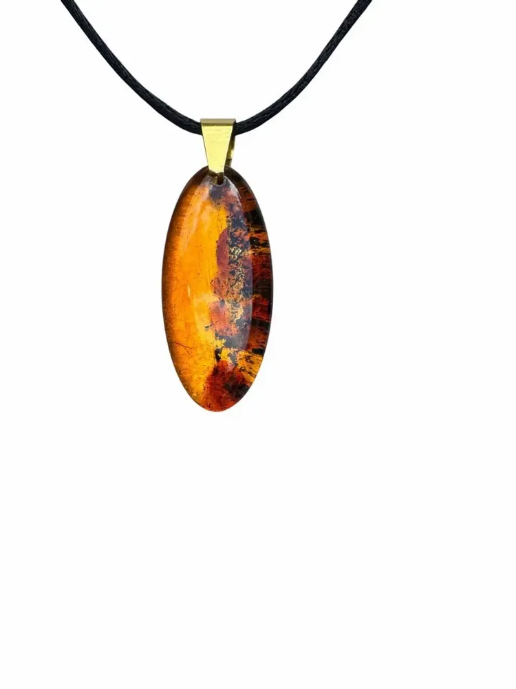 Jewelry - Bog Oak & Amber Pendant Necklace – Drop – Natural Droplet / Pear - GLASS4CANDLES