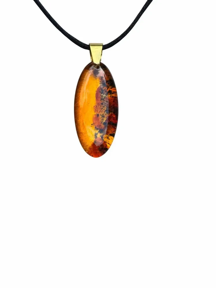 Jewelry - Bog Oak & Amber Pendant Necklace – Drop – Natural Droplet / Pear - GLASS4CANDLES