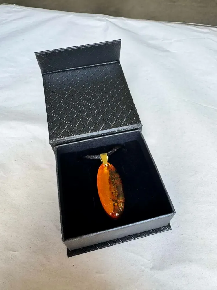 Jewelry - Bog Oak & Amber Pendant Necklace – Drop – Natural Droplet / Pear - GLASS4CANDLES