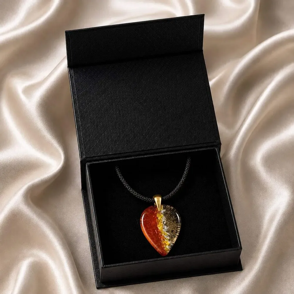 Jewelry - Bog Oak & Gold-Tone Leaf Pendant – Drop, 37x26x6 mm – Golden Eon - GLASS4CANDLES