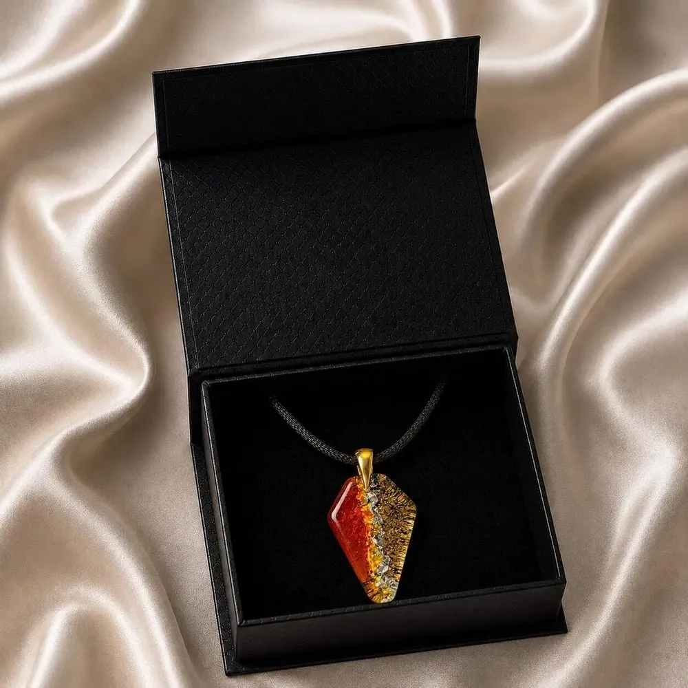 Jewelry - Bog Oak & Gold-Tone Leaf Pendant – Shield, 39x24x6 mm - GLASS4CANDLES