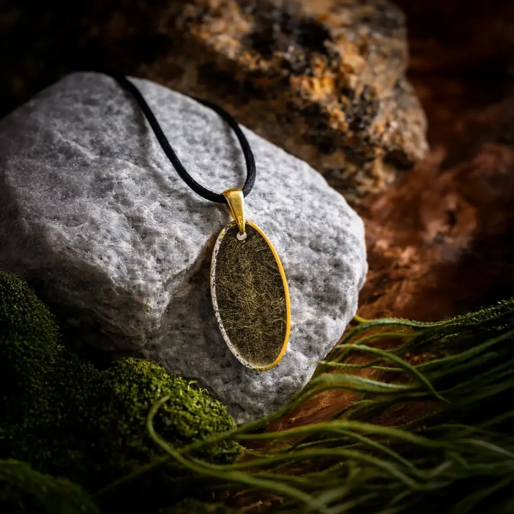 Jewelry - Bog Oak & Gold-Tone Leaf Pendant – Drop, 39x16x6 mm - GLASS4CANDLES