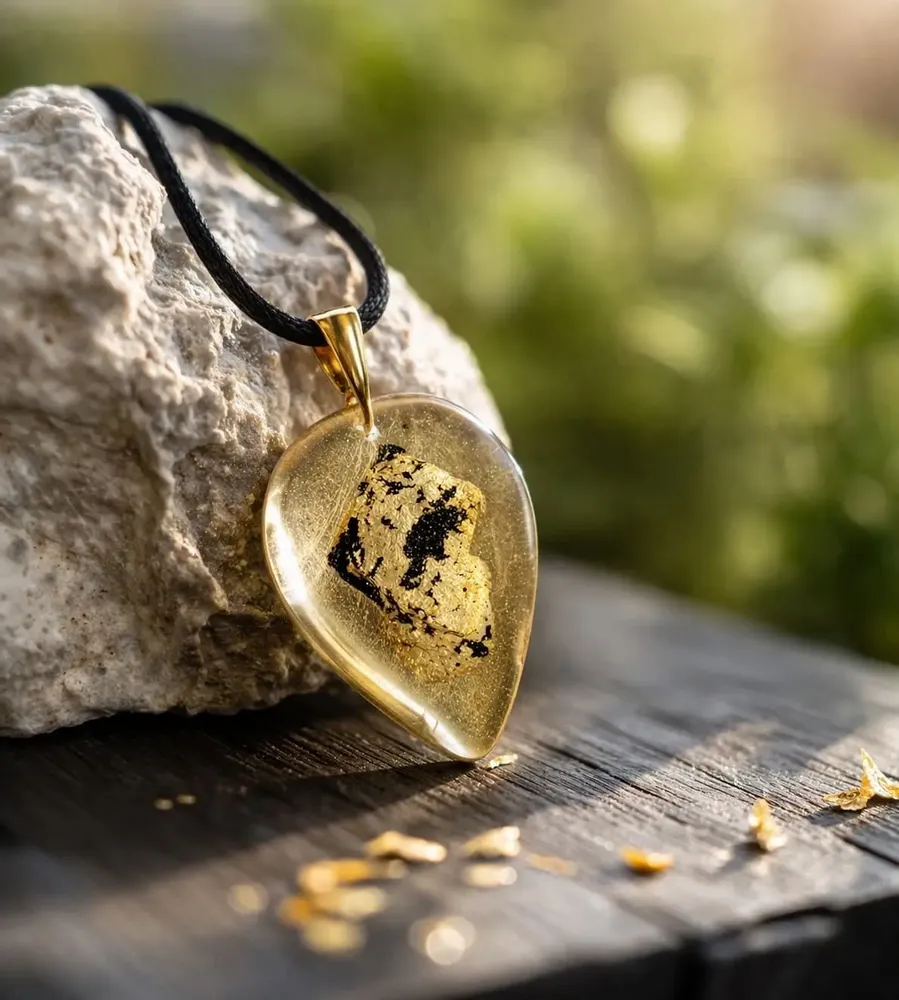 Jewelry - Bog Oak & Gold-Tone Leaf Pendant – Drop – Ancient Chronicle - GLASS4CANDLES