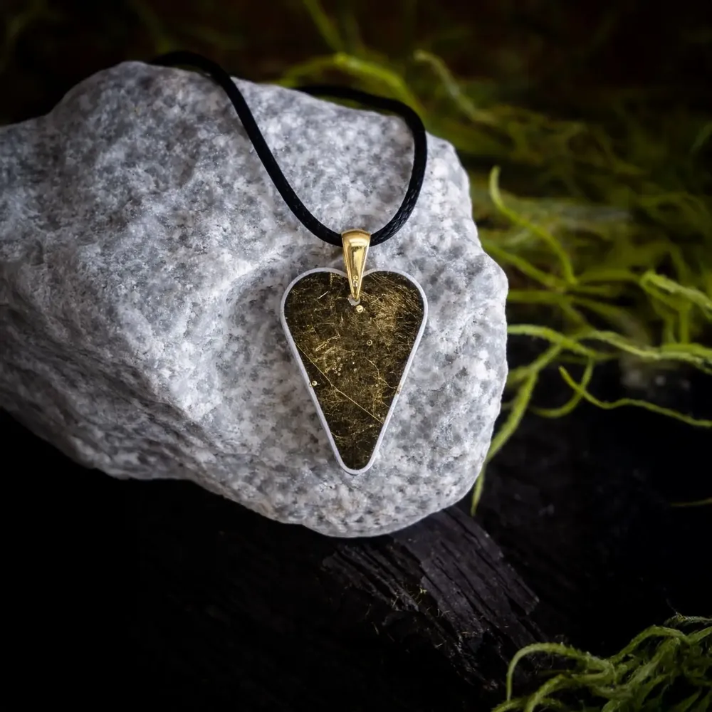Jewelry - Bog Oak & Gold-Tone Leaf Pendant – Heart – Ancient Chronicle - GLASS4CANDLES