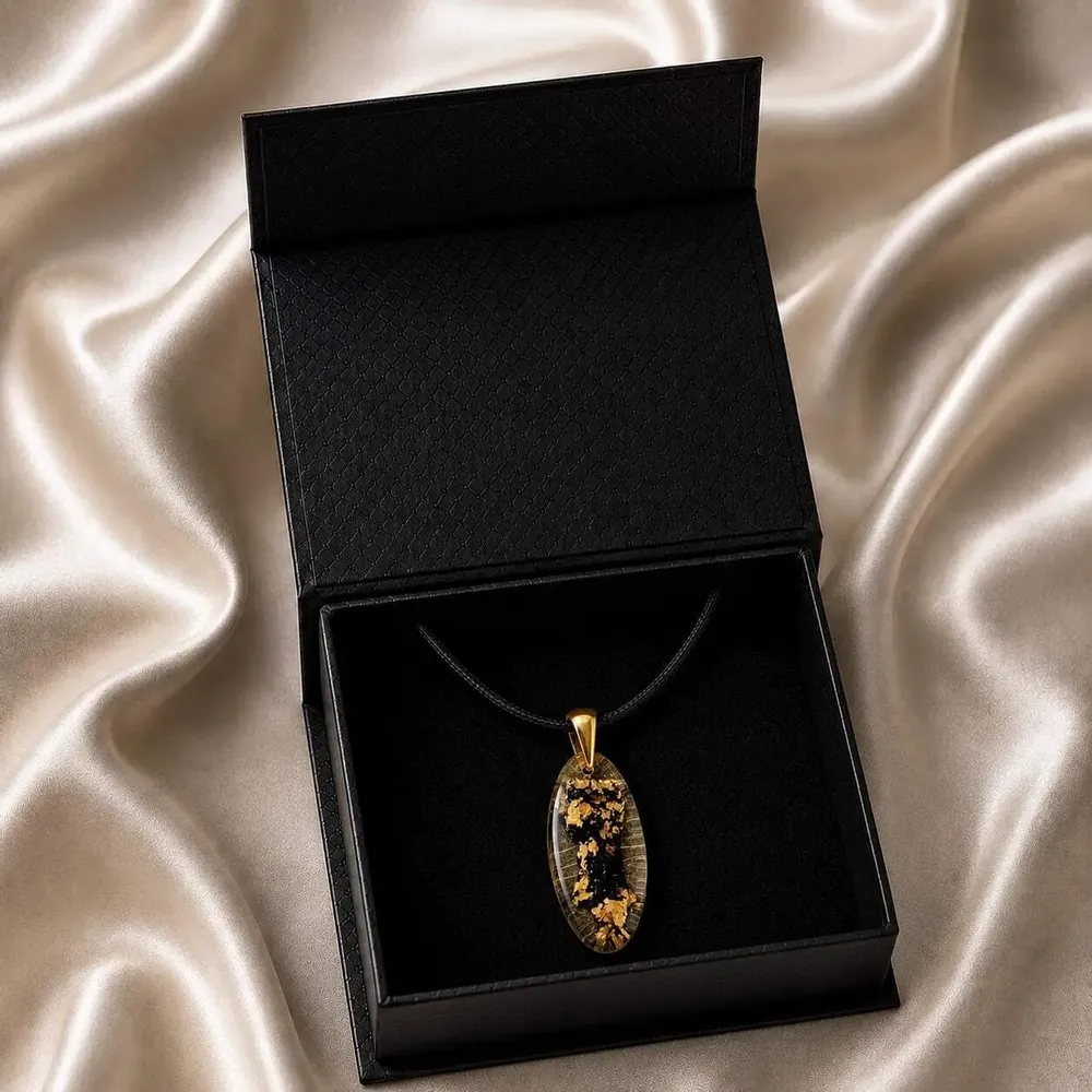 Jewelry - Bog Oak & Gold-Tone Leaf Pendant, 39x16x6 mm – Ancient Chronicle - GLASS4CANDLES