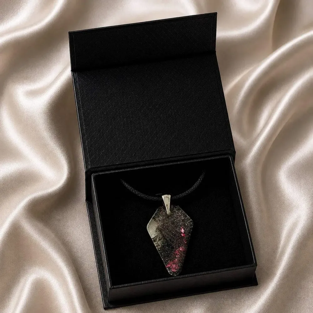 Jewelry - Bog Oak & Resin Pendant – Shield, 39x24x6 mm – Timeless Shadows - GLASS4CANDLES