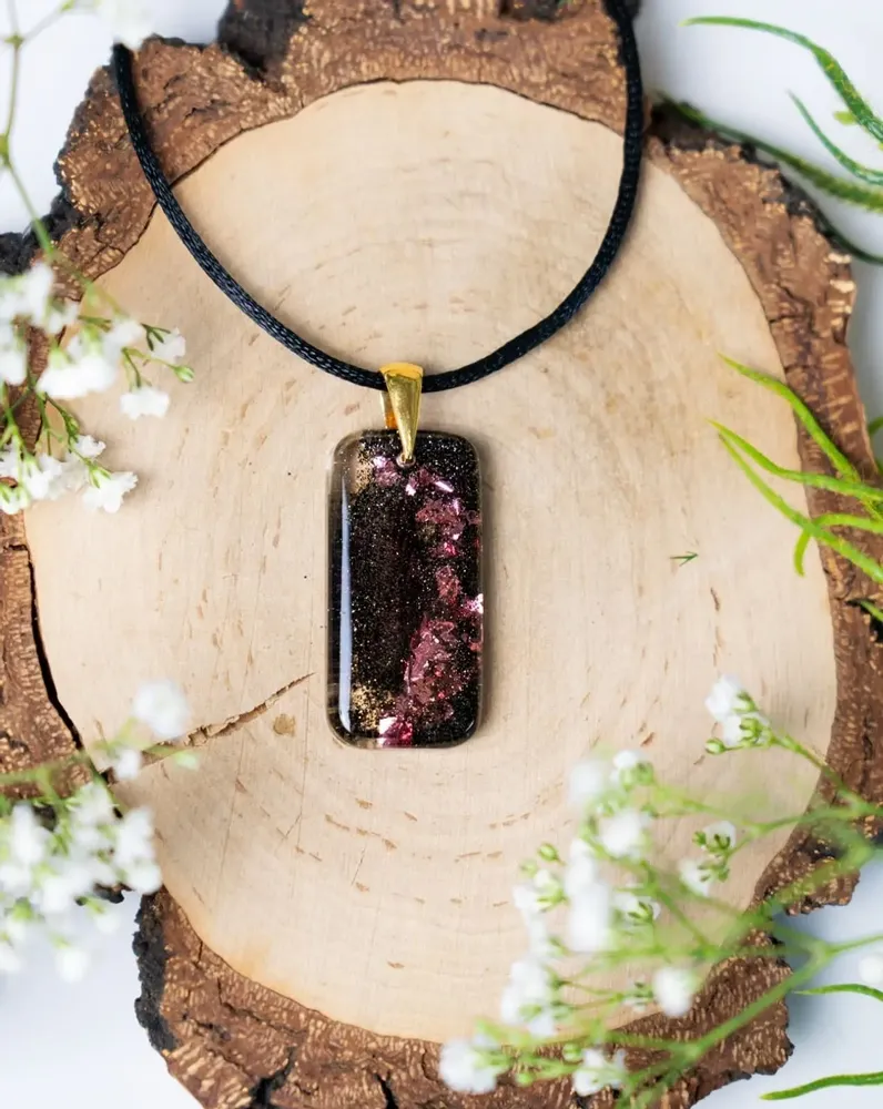 Jewelry - Bog Oak & Resin Pendant – Rectangle, 38x18x6 mm – Timeless Shadows - GLASS4CANDLES