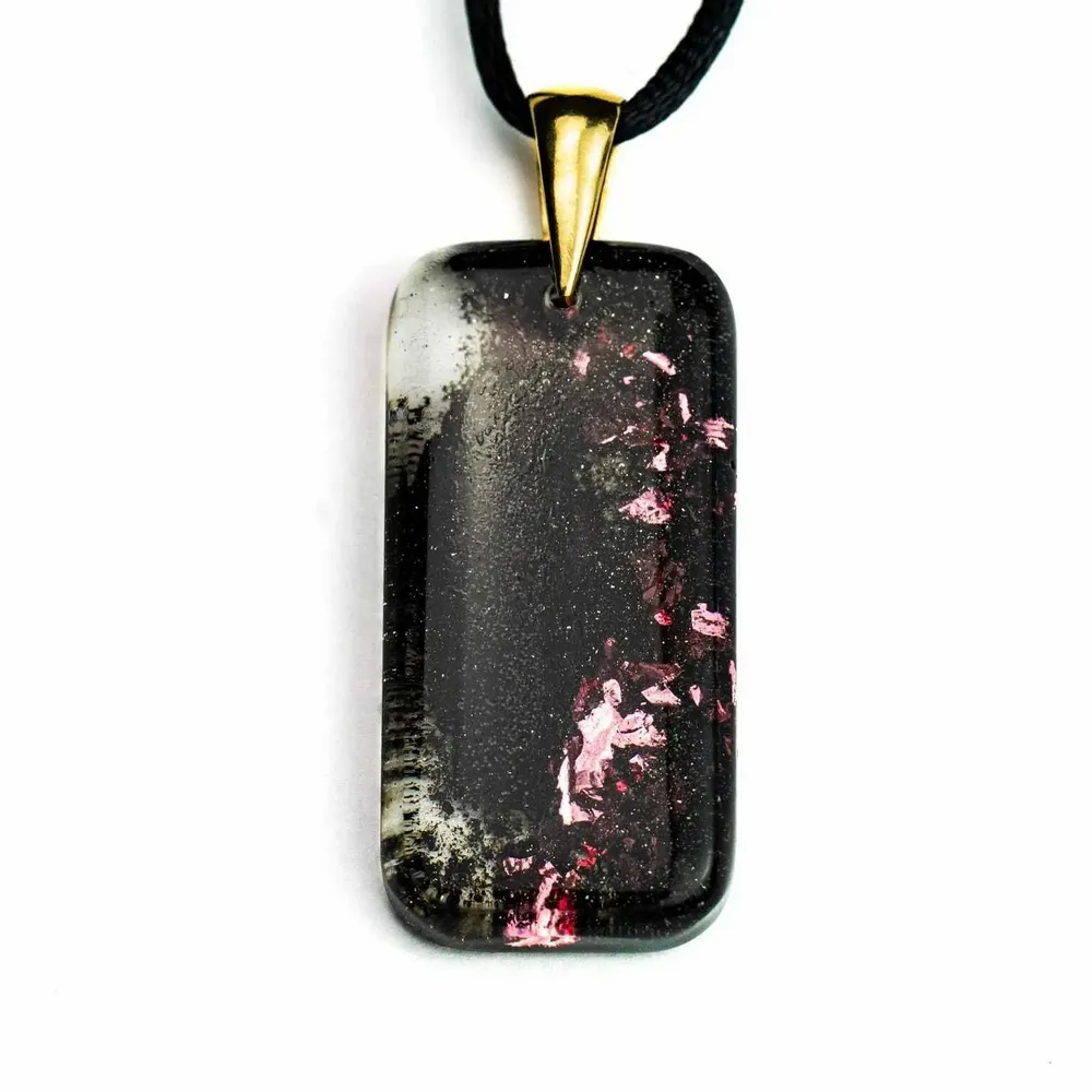 Jewelry - Bog Oak & Resin Pendant – Rectangle, 38x18x6 mm – Timeless Shadows - GLASS4CANDLES