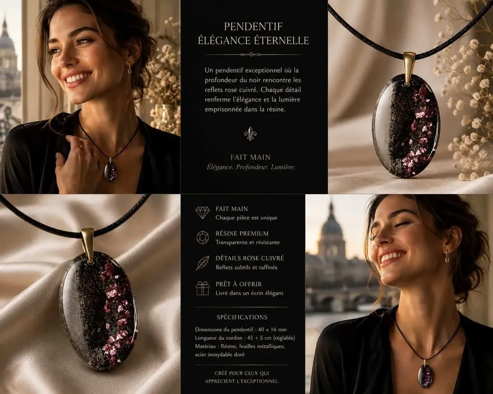 Jewelry - Bog Oak & Resin Pendant – Oval, 37x28x6 mm – Timeless Shadows - GLASS4CANDLES