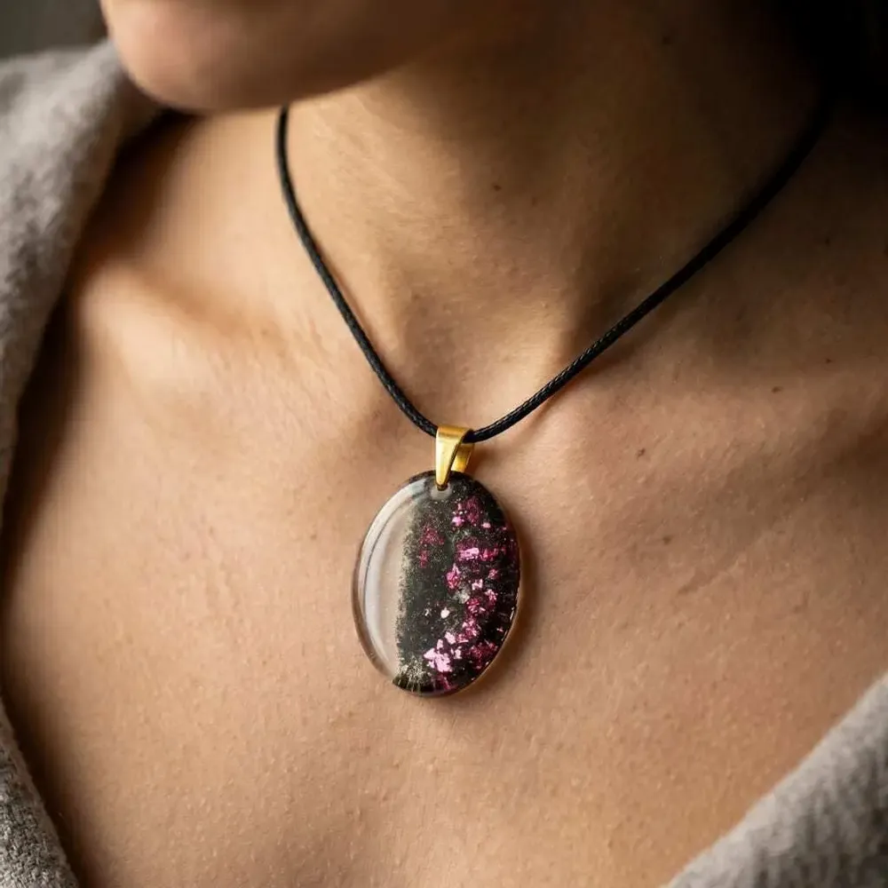 Jewelry - Bog Oak & Resin Pendant – Oval, 37x28x6 mm – Timeless Shadows - GLASS4CANDLES