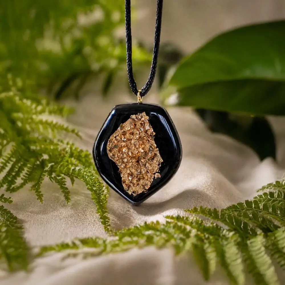 Jewelry - Bog Oak & Resin Pendant – Shield, 42x35x6 mm - GLASS4CANDLES