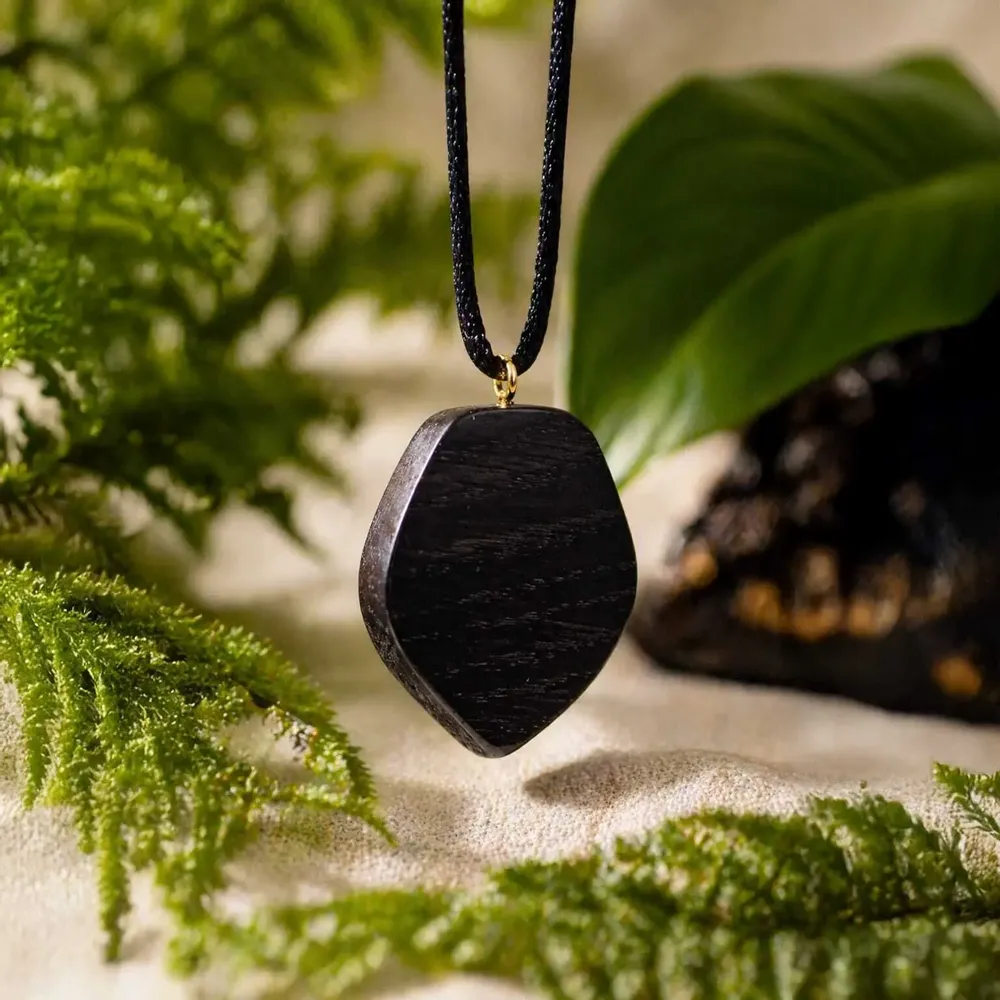 Jewelry - Bog Oak & Resin Pendant – Shield, 42x35x6 mm - GLASS4CANDLES