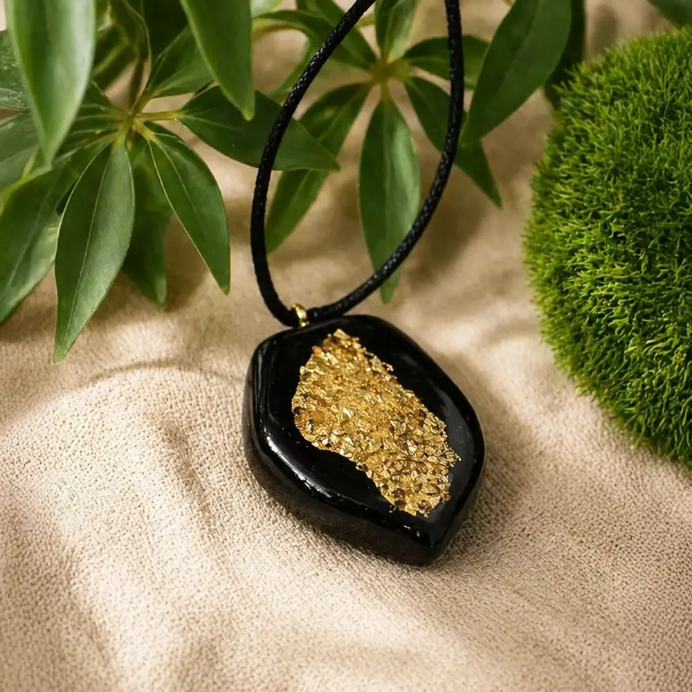 Jewelry - Bog Oak & Resin Pendant – Shield, 42x35x6 mm - GLASS4CANDLES