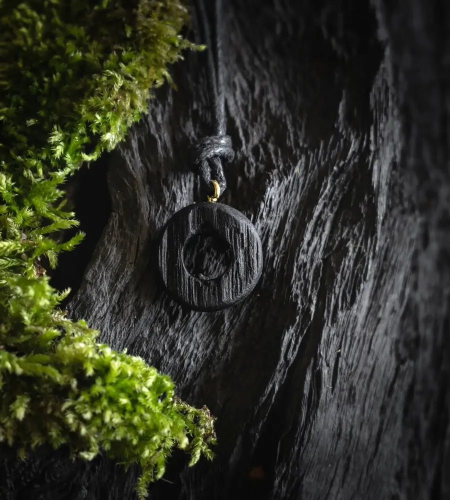 Jewelry - Bog Oak & Resin Pendant – Round, 35x35x10 mm - GLASS4CANDLES
