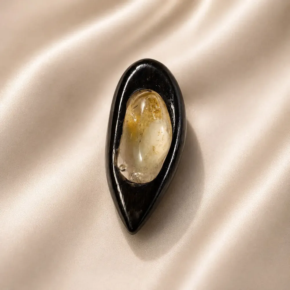 Jewelry - Bog Oak & Baltic Amber Pendant – 45x25x8 mm - GLASS4CANDLES