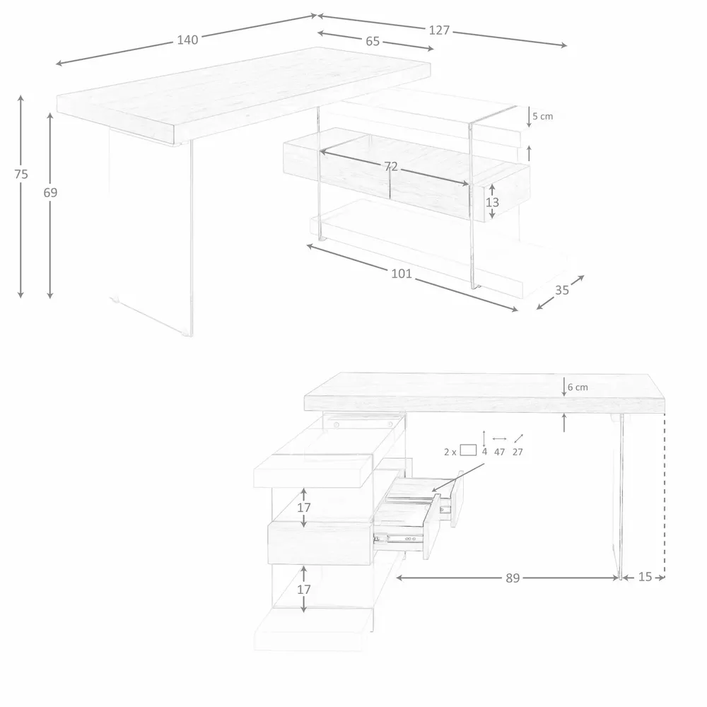 Mobilier et rangements pour bureau - Bureau  blanc et verre - ANGEL CERDÁ