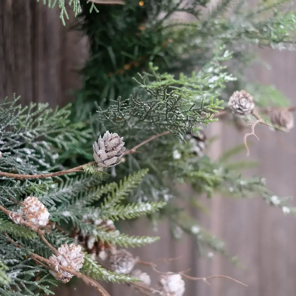 Office design and planning - RAGO – Natural looking green wreath with pine cones and lights - VAN DER GUCHT, SINCE 1870