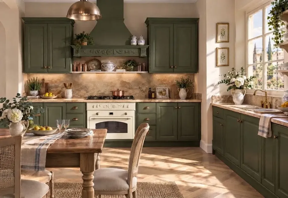 Meubles de cuisines  - Cuisine modulaire sur mesure de style champêtre chic et provençal - INTERIORS ITALIA