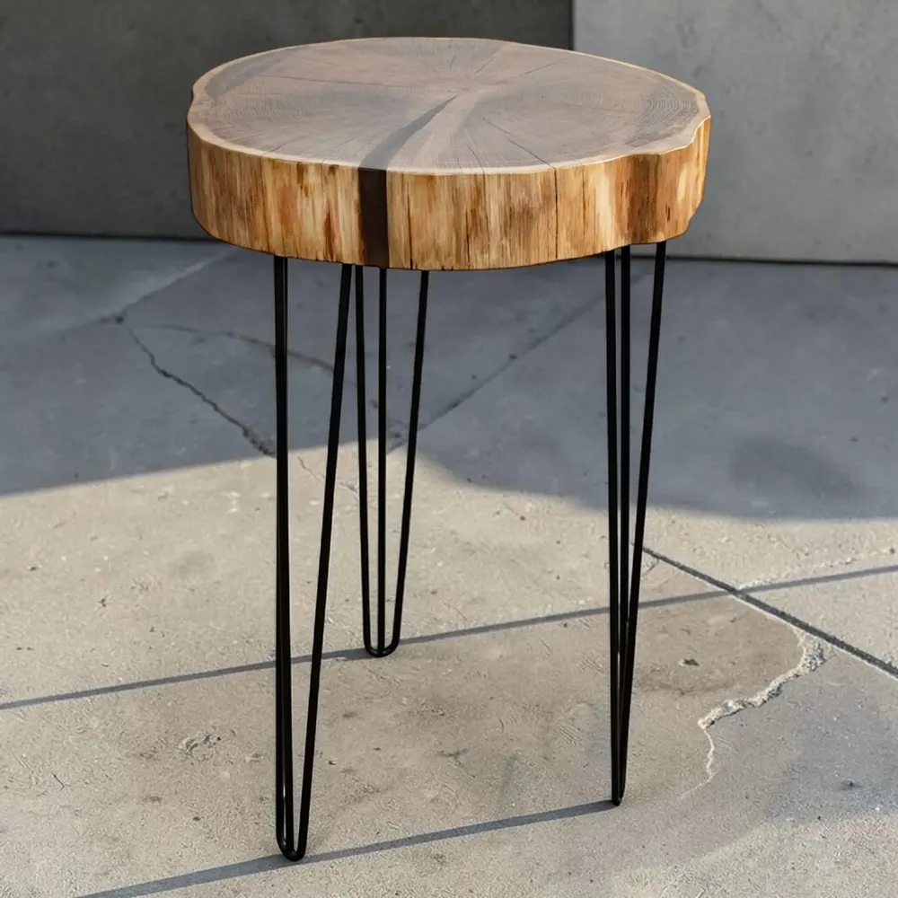 Tables basses - Table basse en chêne et métal noir – cercle, 90x56x53 cm - GLASS4CANDLES