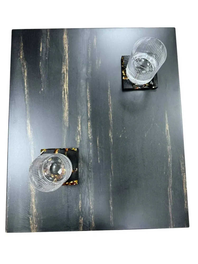 Tables basses - Table basse en chêne noir – rectangle, 45x59x49 cm – Copper Rift - GLASS4CANDLES