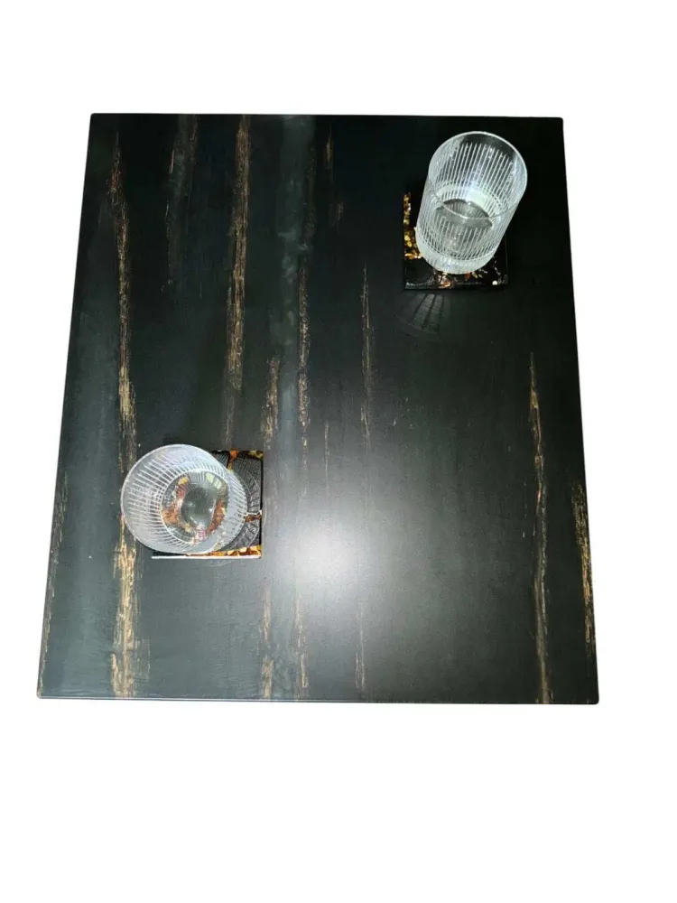Tables basses - Table basse en chêne noir – rectangle, 45x59x49 cm – Copper Rift - GLASS4CANDLES