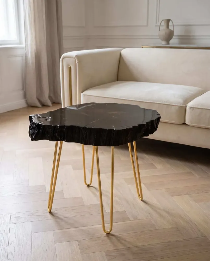 Tables basses - Table basse en chêne noir ancien – 52x55x49 cm – Aurum Grain - GLASS4CANDLES