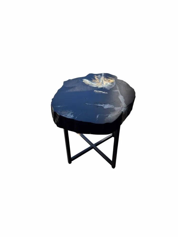 Tables basses - Table basse en chêne noir ancien – 45x55x43 cm – Bianco Oro - GLASS4CANDLES