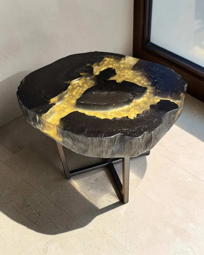 Coffee tables - Bog Oak Coffee Table – 45x57x48 cm – Valle d'Oro - GLASS4CANDLES