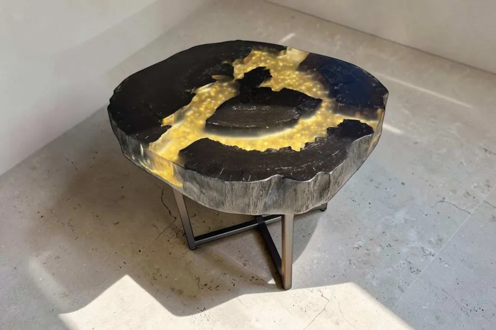 Coffee tables - Bog Oak Coffee Table – 45x57x48 cm – Valle d'Oro - GLASS4CANDLES