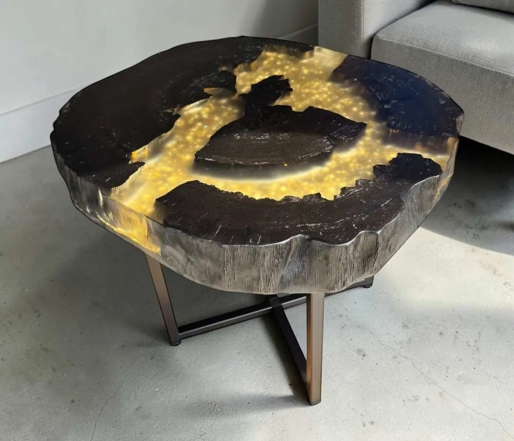 Coffee tables - Bog Oak Coffee Table – 45x57x48 cm – Valle d'Oro - GLASS4CANDLES