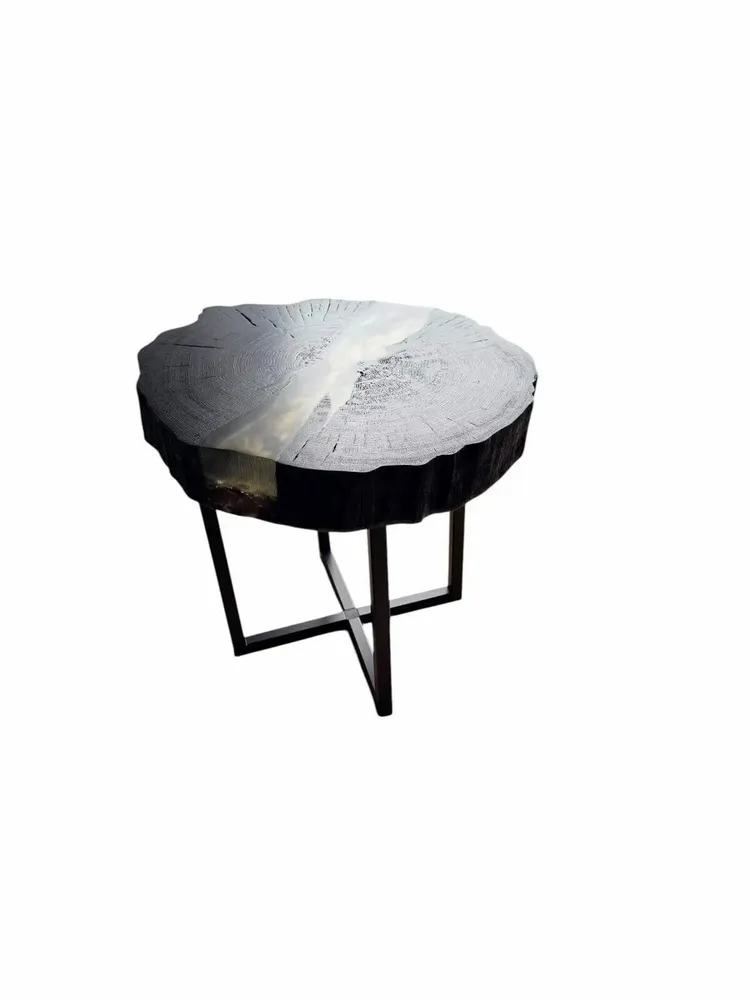 Tables basses - Table basse en chêne noir ancien – 45x50x43 cm – Pure Strata - GLASS4CANDLES