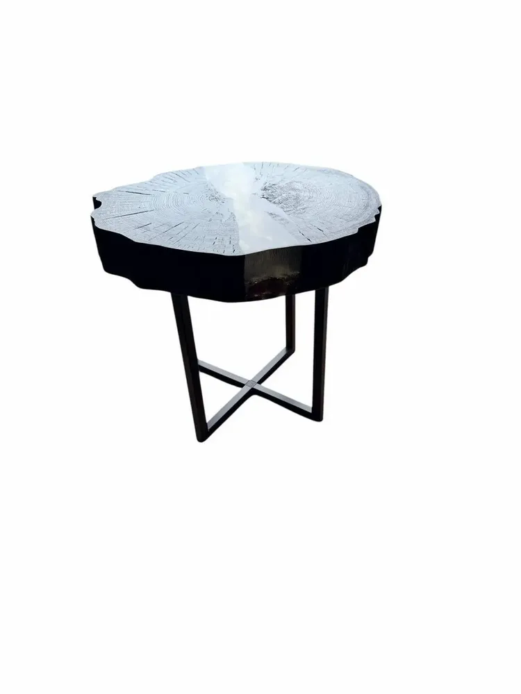 Tables basses - Table basse en chêne noir ancien – 45x50x43 cm – Pure Strata - GLASS4CANDLES