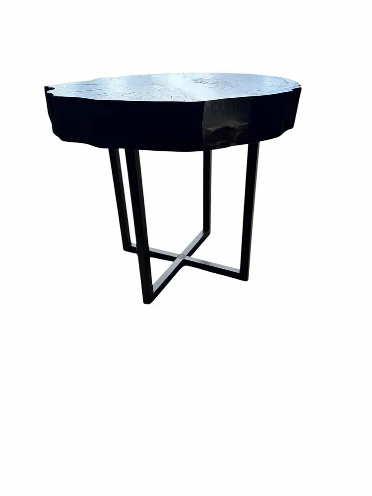 Tables basses - Table basse en chêne noir ancien – 45x50x43 cm – Pure Strata - GLASS4CANDLES