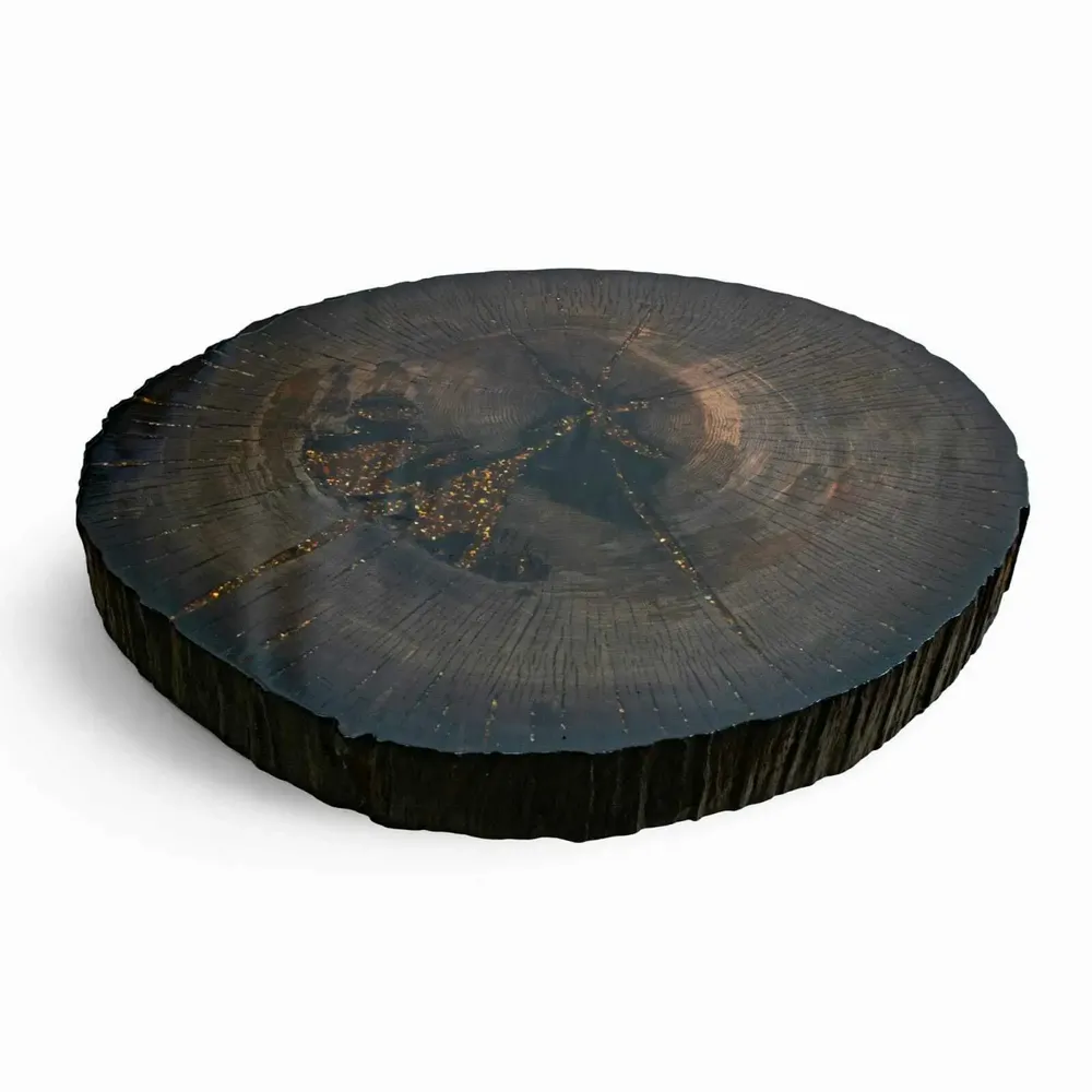 Tables basses - Table basse en chêne noir ancien – cercle, 45x104x94 cm - GLASS4CANDLES