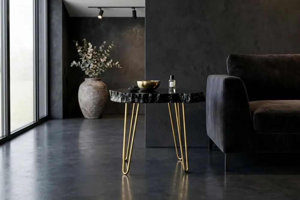 Tables basses - Table basse en chêne noir ancien – 52x59x45 cm – Aurum Arc - GLASS4CANDLES