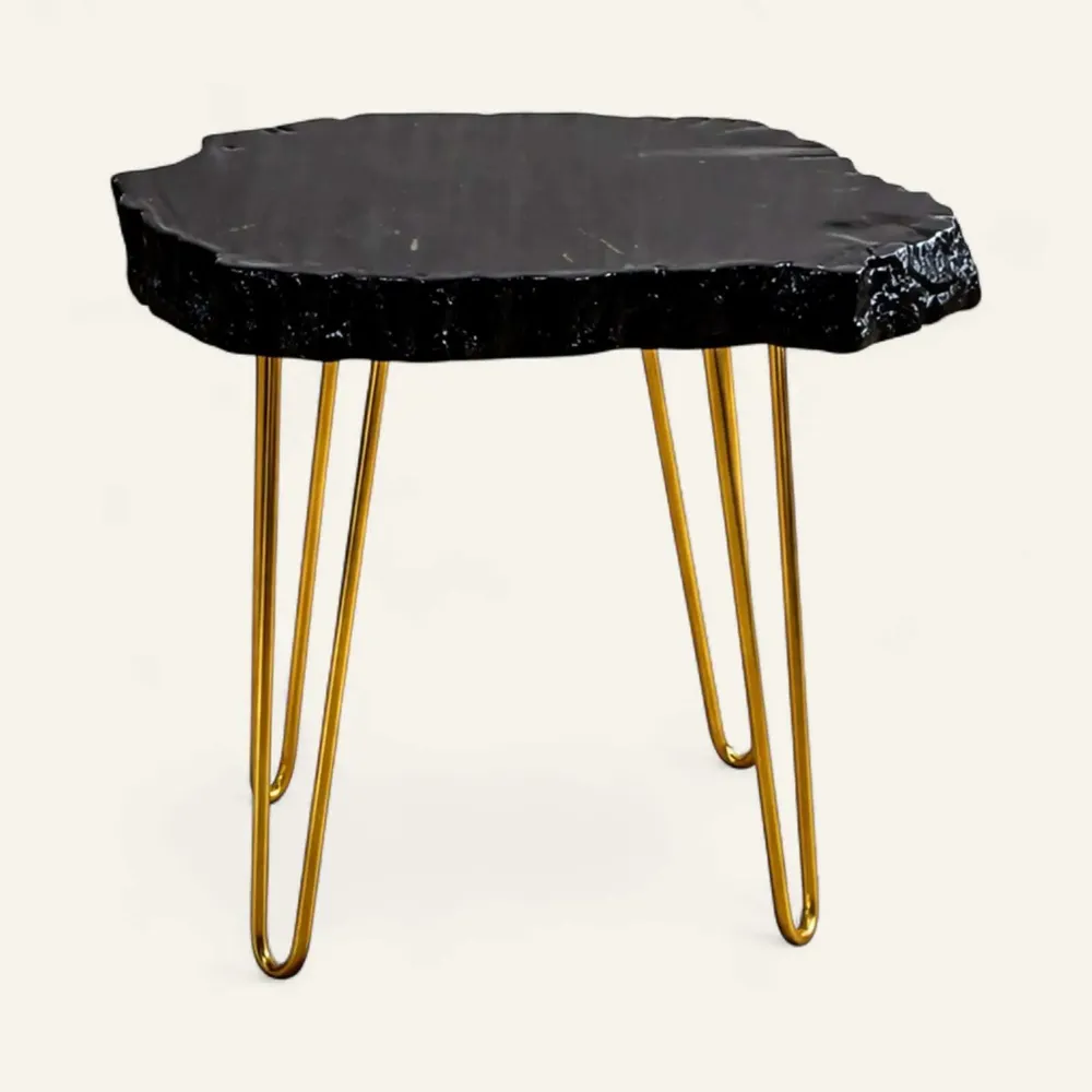 Tables basses - Table basse en chêne noir ancien – 52x59x45 cm – Aurum Arc - GLASS4CANDLES