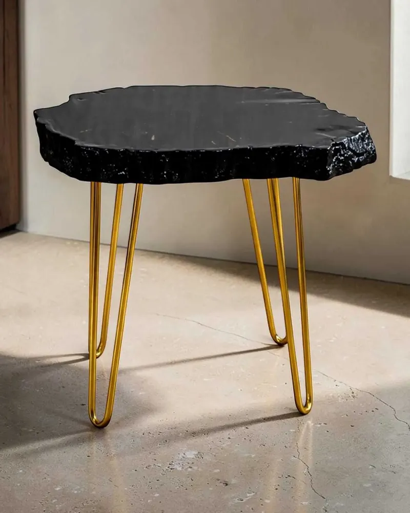 Tables basses - Table basse en chêne noir ancien – 52x59x45 cm – Aurum Arc - GLASS4CANDLES