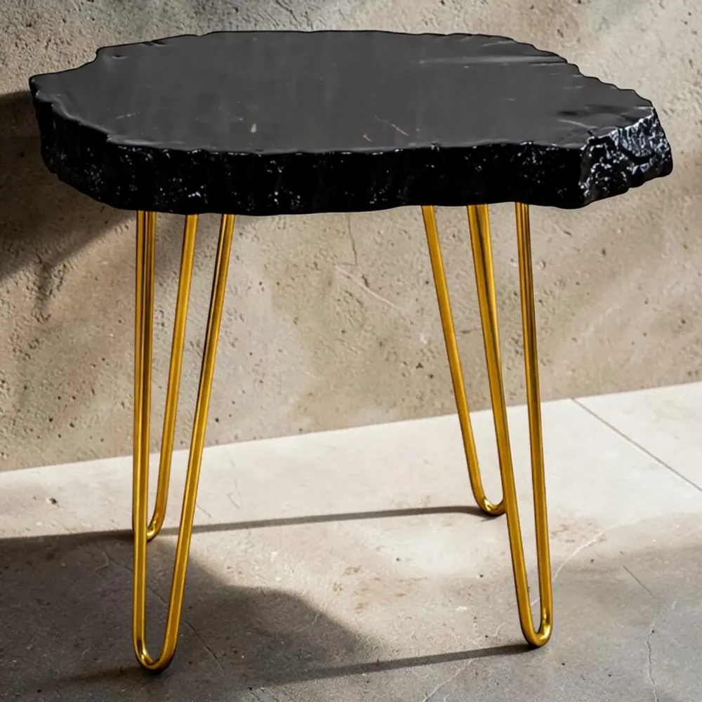 Tables basses - Table basse en chêne noir ancien – 52x59x45 cm – Aurum Arc - GLASS4CANDLES