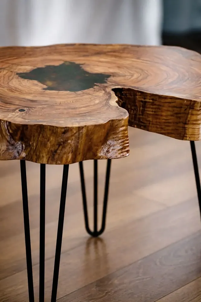 Coffee tables - Walnut Coffee Table – 57x68x78 cm – Walnut Verde - GLASS4CANDLES
